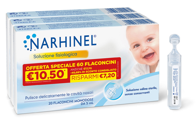 SOLUZIONE FISIOLOGICA NARHINEL 3 PACK PROMO 2022 DA 20 FLACONCINI DA 5 ML - Pharmaleader
