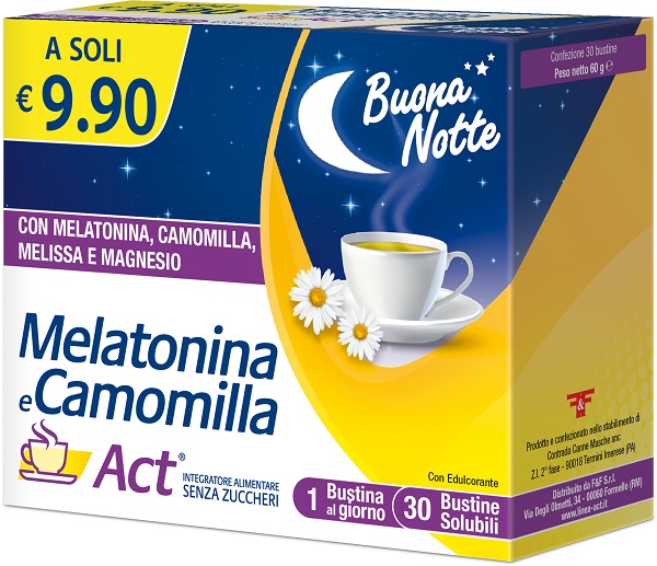 MELATONINA E CAMOMILLA ACT 30 BUSTINE SOLUBILI SENZA ZUCCHERI - Pharmaleader