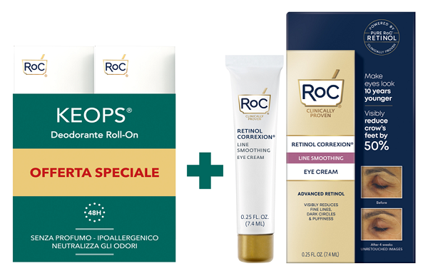 ROC KEOPS DEODORANTE ROLL-ON 48H BIPACK 30 ML + CORREXION LINE SMOOTHING EYE CREAM 7,4 ML  - Pharmaleader