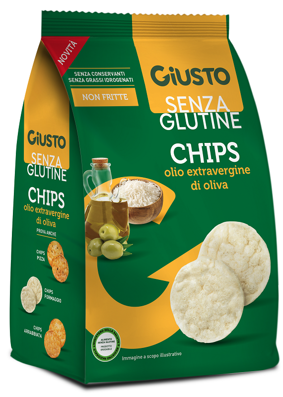 GIUSTO SENZA GLUTINE CHIPS OLIO EXTRAVERGINE DI OLIVA 40 G - Pharmaleader