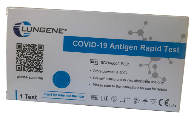 TEST ANTIGENICO RAPIDO COVID-19 CLUNGENE AUTODIAGNOSTICO DETERMINAZIONE QUALITATIVA ANTGENI SARS-COV-2 IN TAMPONI NASALI MEDIANTE IMMUNOCROMATOGRAFIA - Pharmaleader