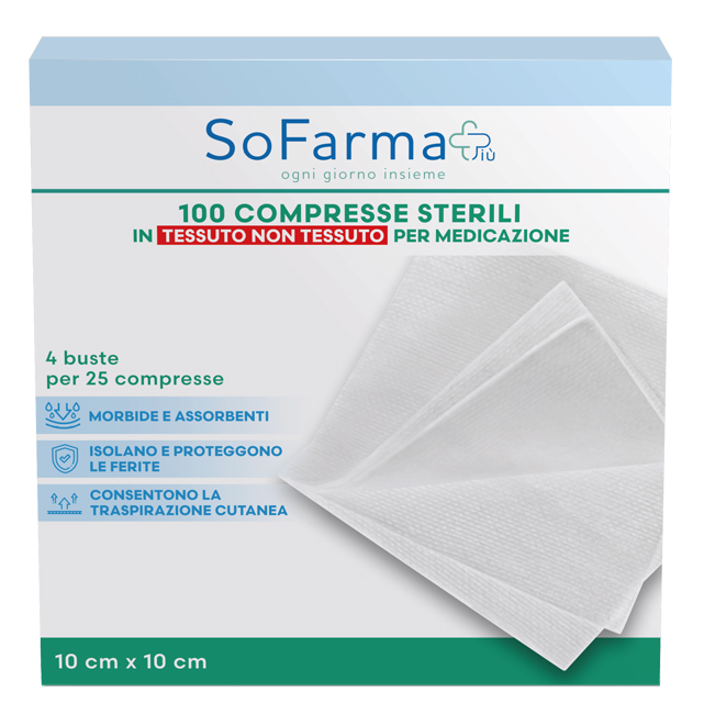 GARZA COMPRESSA IN TNT 10X10 CM 100 PEZZI SOFARMAPIU' - Pharmaleader