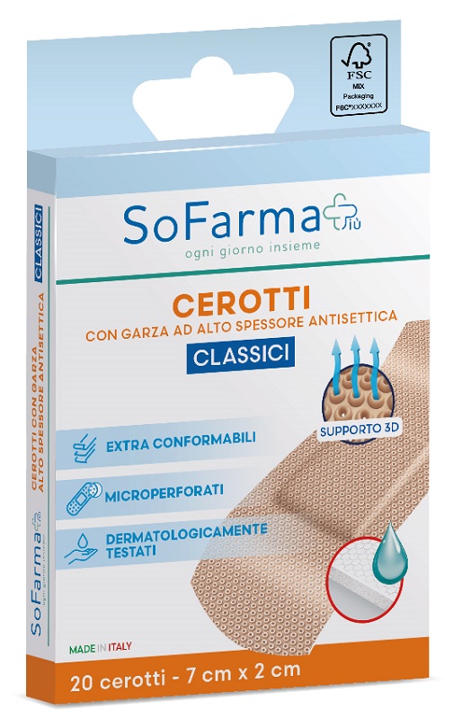 CEROTTO CLASSICO 7X2 CM 20 PEZZI SOFARMAPIU' - Pharmaleader