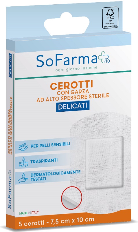 CEROTTO DELICATO 7,5X10 CM 5 PEZZI SOFARMAPIU' - Pharmaleader