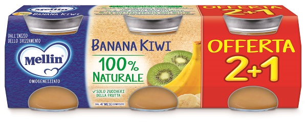 MELLIN OMOGENEIZZATO BANANA KIWI 3 PEZZI DA 100 G - Pharmaleader