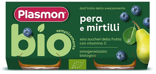 PLASMON OMOGENEIZZATO BIO PERA MIRTILLI 2 VASETTI X 80 G - Pharmaleader